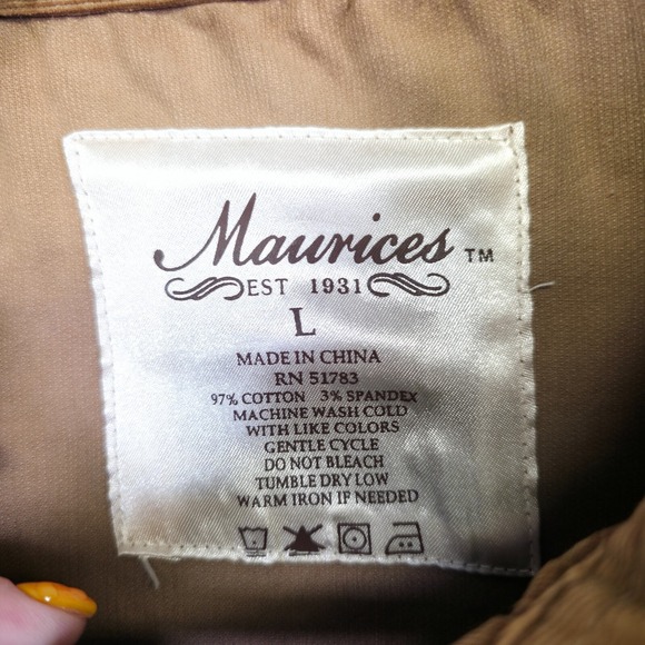 Maurices Jacket Womens L Brown Corduroy Floral Embroidered Utility Western Y2K - Picture 13 of 15